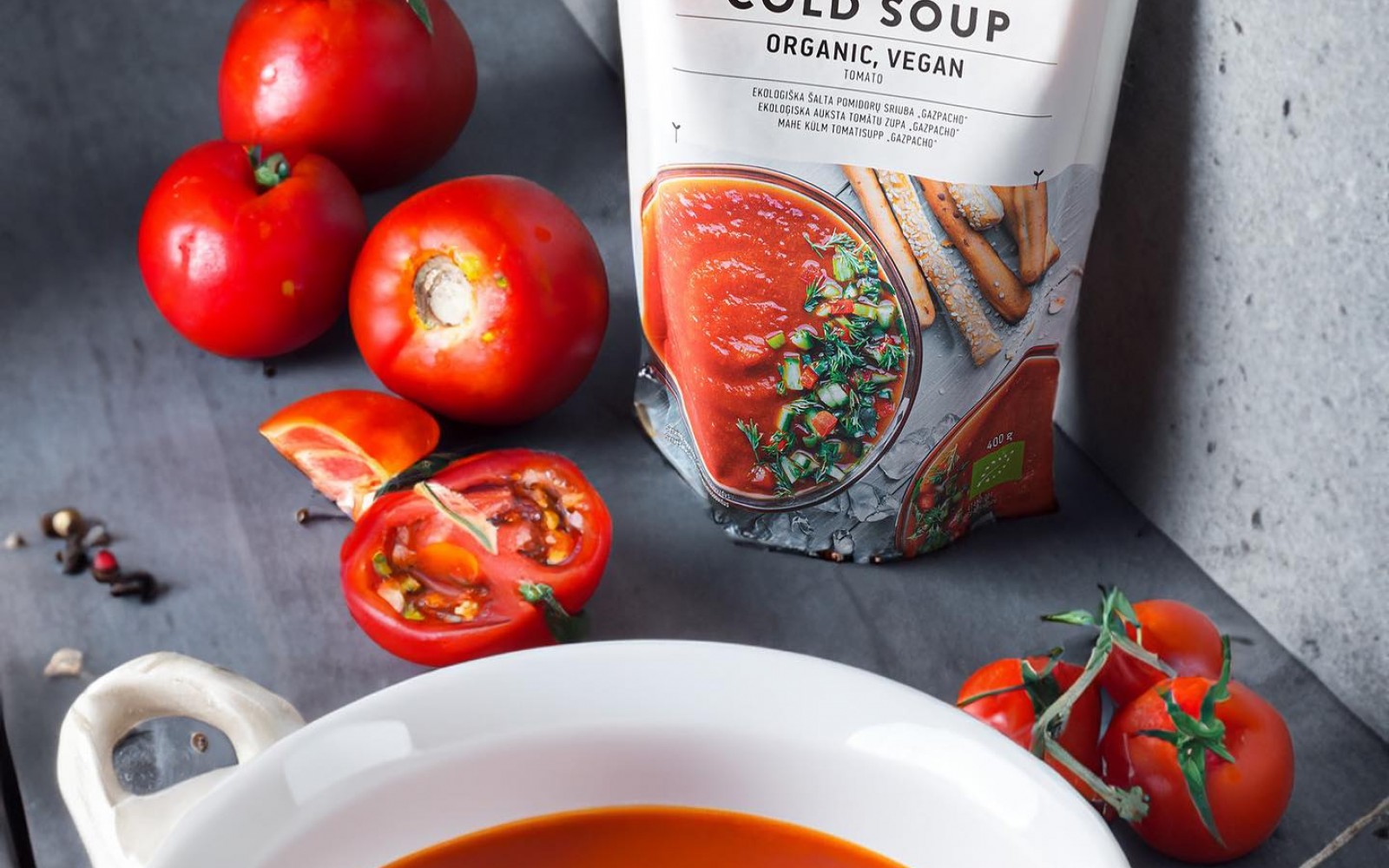 Refresh yourself in this hot weather with an organic gazpacho soup